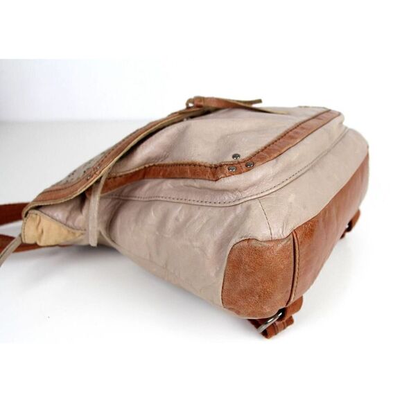 THE SAK BEIGE BROWN GENUINE LEATHER CONVERTIBLE BACKPACK SHOULDER BAG X-BODY main image 13